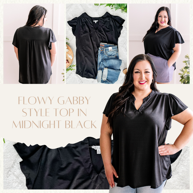 Flowy Gabby Style Top In Midnight Black