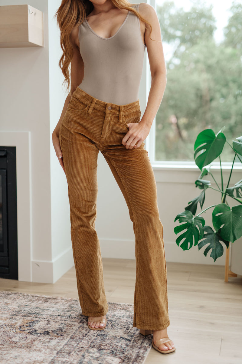 Cordelia Bootcut Corduroy Pants in Camel - RUNS SMALL SIZE UP