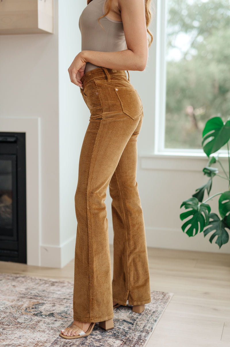 Cordelia Bootcut Corduroy Pants in Camel - RUNS SMALL SIZE UP