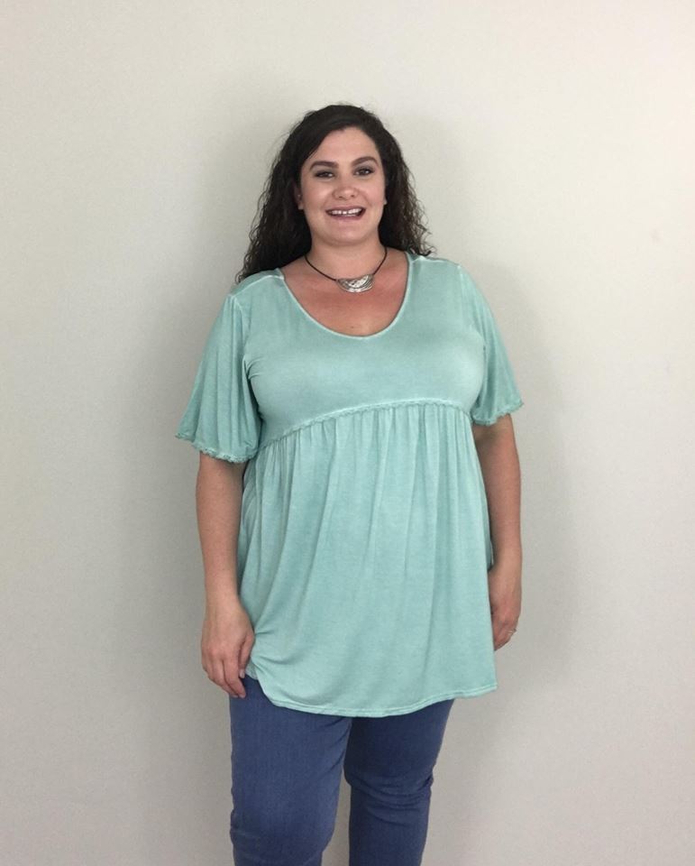Mint Baby Doll Tunic - Trendy Plus Size Women's Boutique Clothing