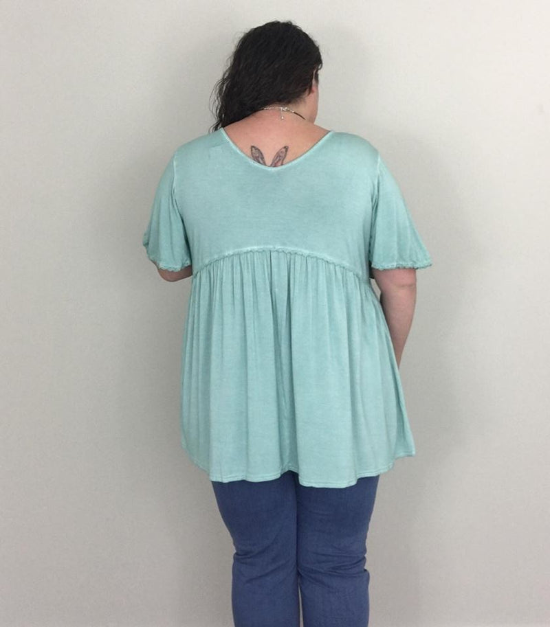 Mint Baby Doll Tunic - Trendy Plus Size Women's Boutique Clothing