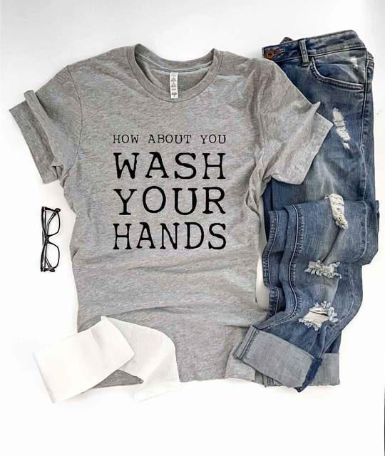 PREORDER Wash Your Hands Tee | Heather Grey - Trendy Plus Size Women's Boutique Clothing