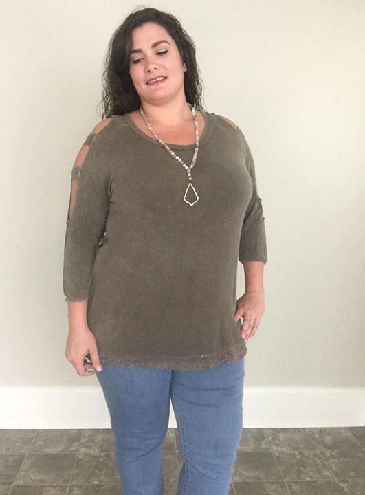 Strap It Up Tee - Trendy Plus Size Women's Boutique Clothing