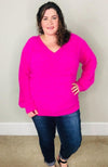 Comfy & Cozy Hot Pink Sweater - Trendy Plus Size Women's Boutique Clothing