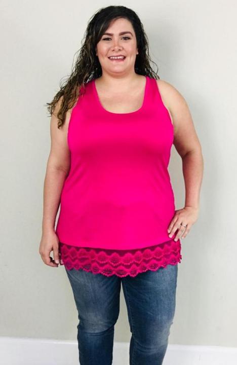 Lace Tunic Tank | Hot Pink - Trendy Plus Size Women's Boutique Clothing
