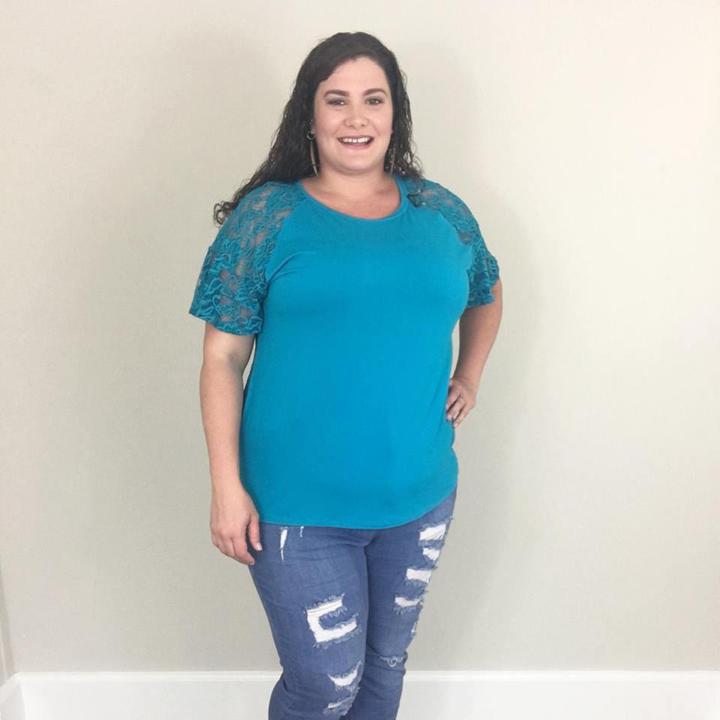 Teal Lace Bell Sleeve - Trendy Plus Size Women's Boutique Clothing