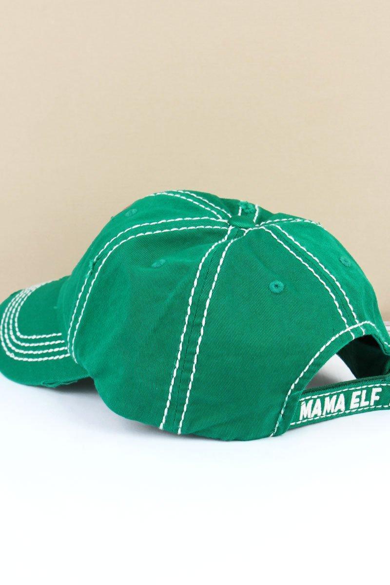 "Mama Elf" Vintage Washed Baseball Cap | Green