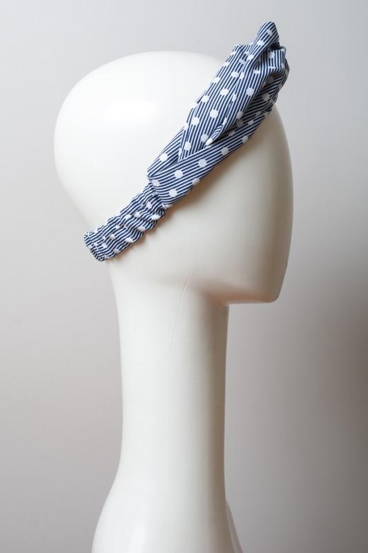 Navy Stripe and Dot Twist Headband