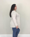 Front Drape Knit Cardigan- Oatmeal - Trendy Plus Size Women's Boutique Clothing