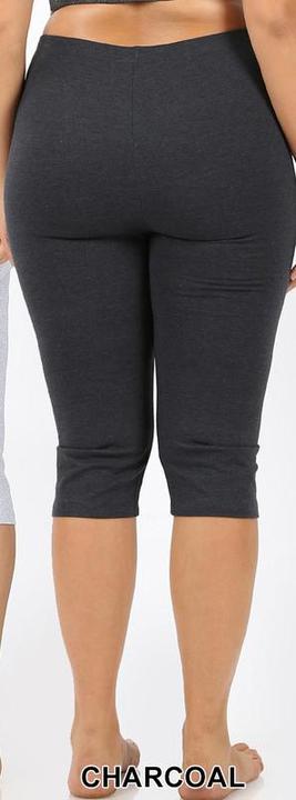 Cotton Capri Leggings | Charcoal - Trendy Plus Size Women's Boutique Clothing