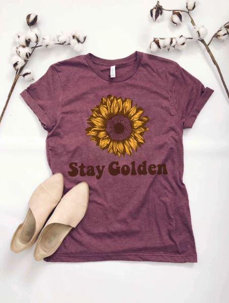 PREORDER | Stay Golden Heather Maroon - Trendy Plus Size Women's Boutique Clothing