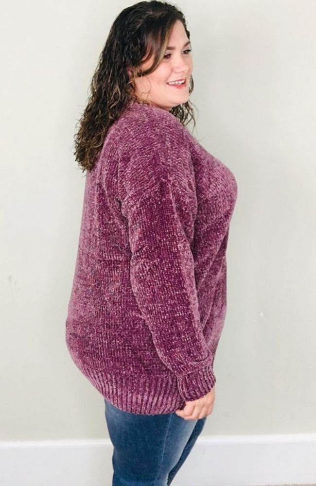 Chenille Sweater | Eggplant - Trendy Plus Size Women's Boutique Clothing