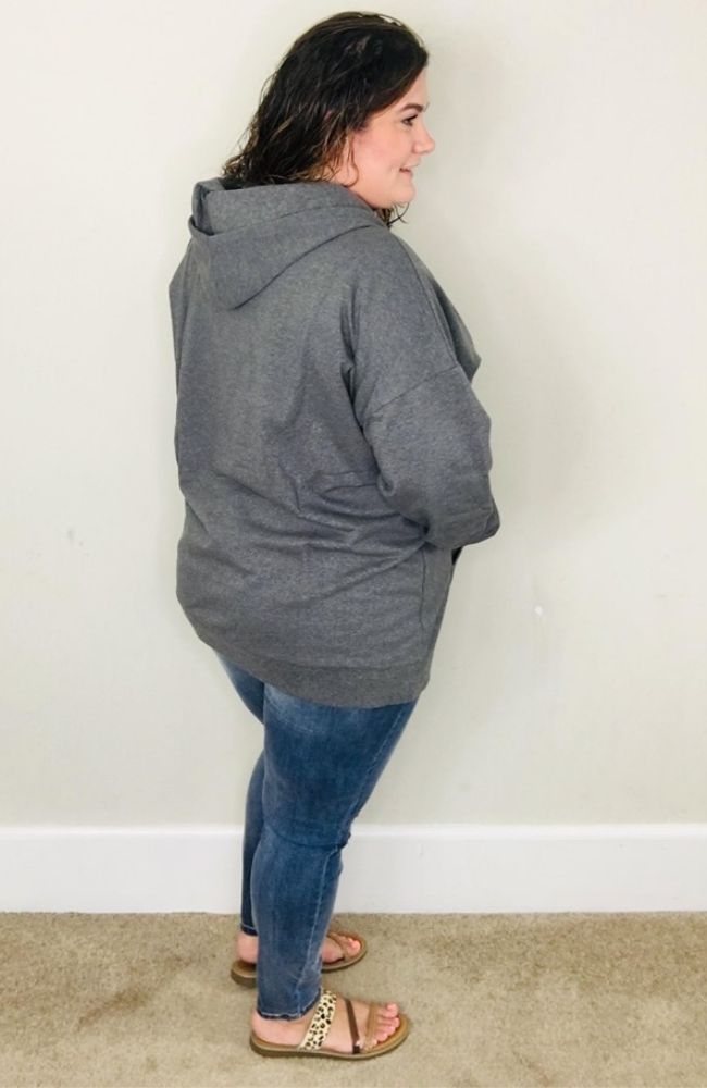 Essential Hoodie| Med Grey - Trendy Plus Size Women's Boutique Clothing