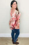 Bell Sleeve Tie Dye | Coral - Trendy Plus Size Women's Boutique Clothing