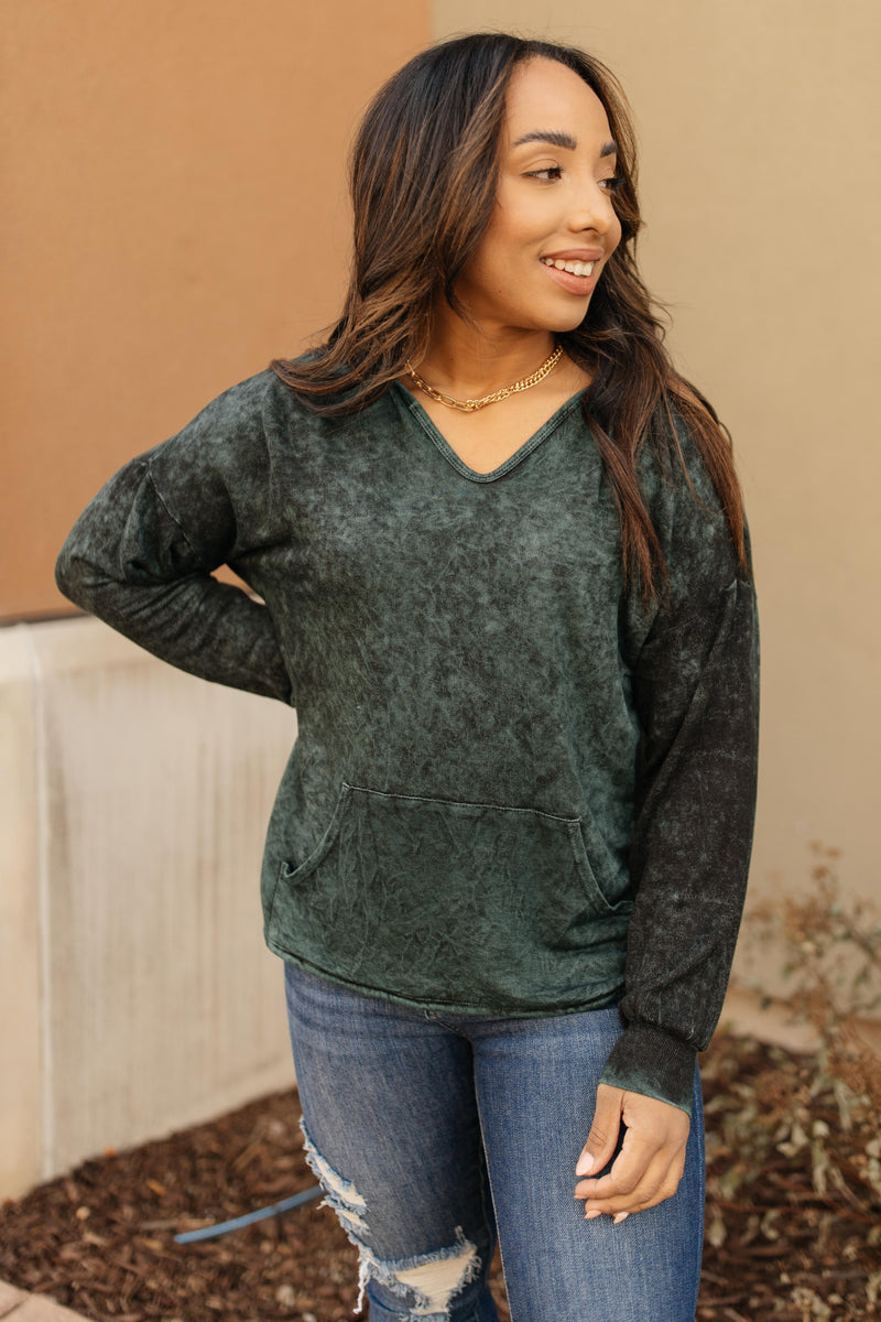 A Cozy Hooded Top in Hunter Green