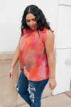 Abstract Floral Lineup Red Blouse