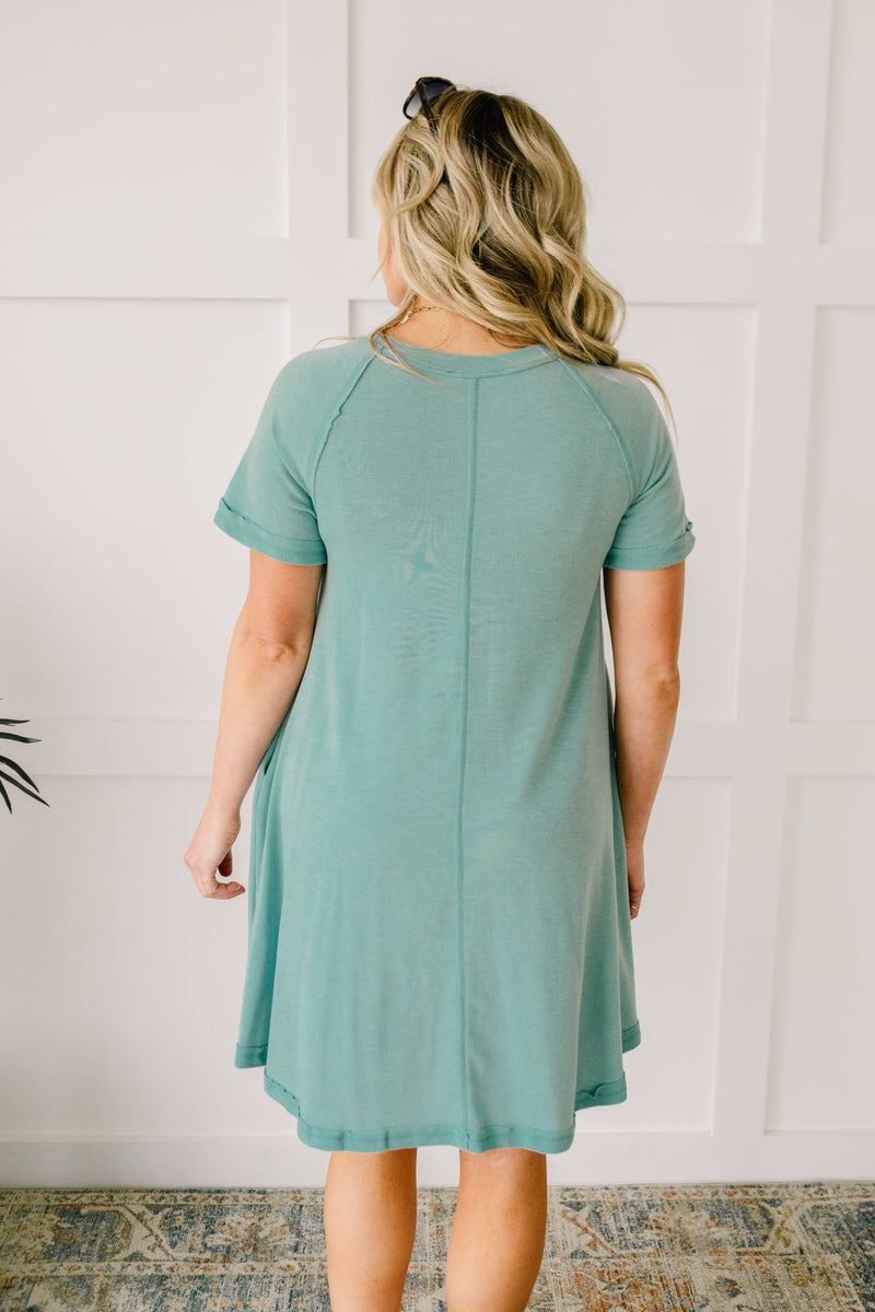 Best Of The Basic Tee Shirt Dress in Mint