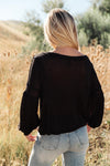 Bellissimo Draped V-Neck Sweater in Black