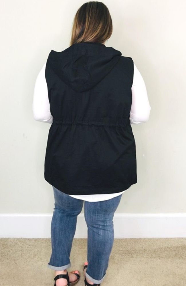 Military Hoodie Vest | Black - Trendy Plus Size Women's Boutique Clothing