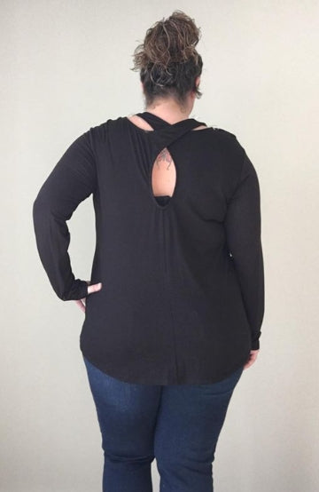 Black Cut Out Long Sleeve (Modal) - Trendy Plus Size Women's Boutique Clothing