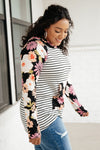 Blooming Stripes Hoodie in Coral