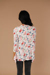 Blossoms On Subtle Stripes Cardigan In Pink