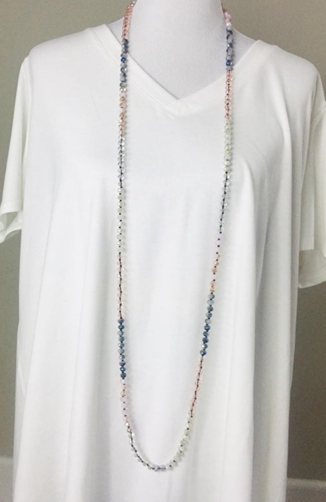60" Blush Multi Bead Necklace - Trendy Plus Size Women's Boutique Clothing