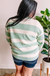 Cream De Menthe Striped Knit Sweater