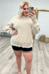Margot Side Slit Oversized Sweater in Sand Beige