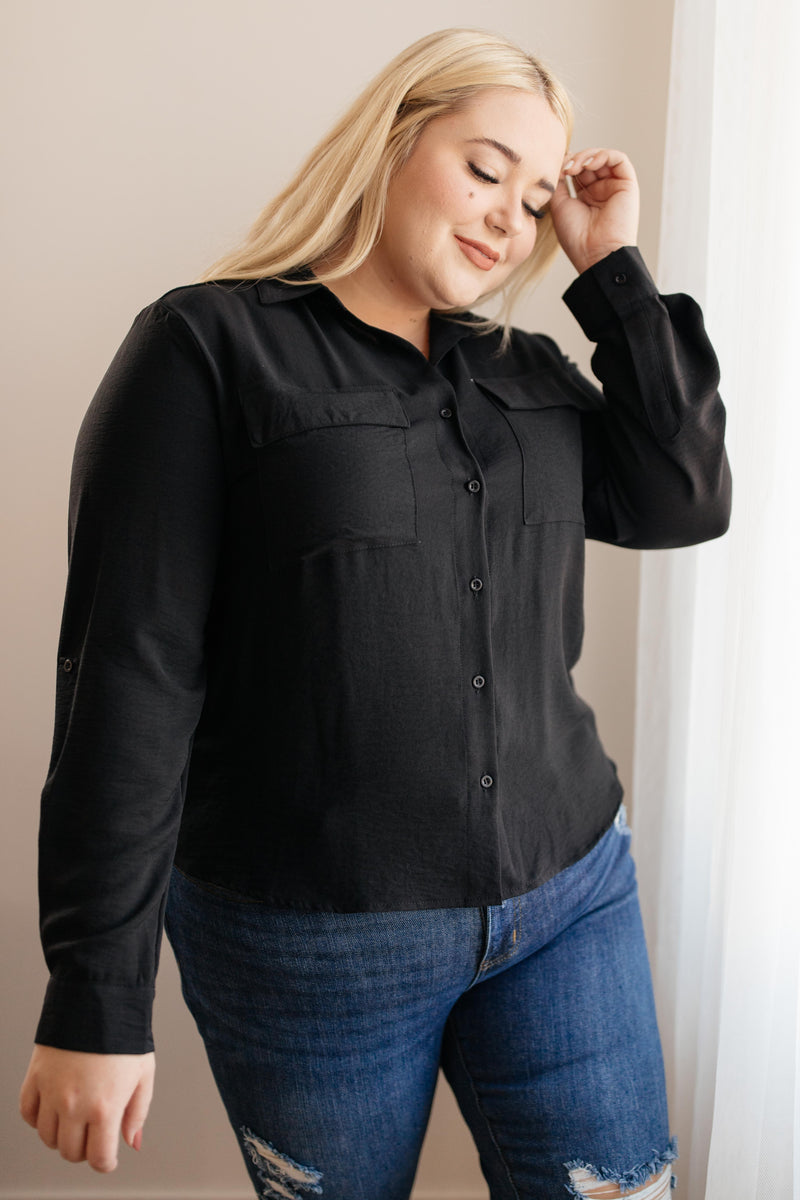 DOORBUSTER Every Girl's Go To Black Button Down