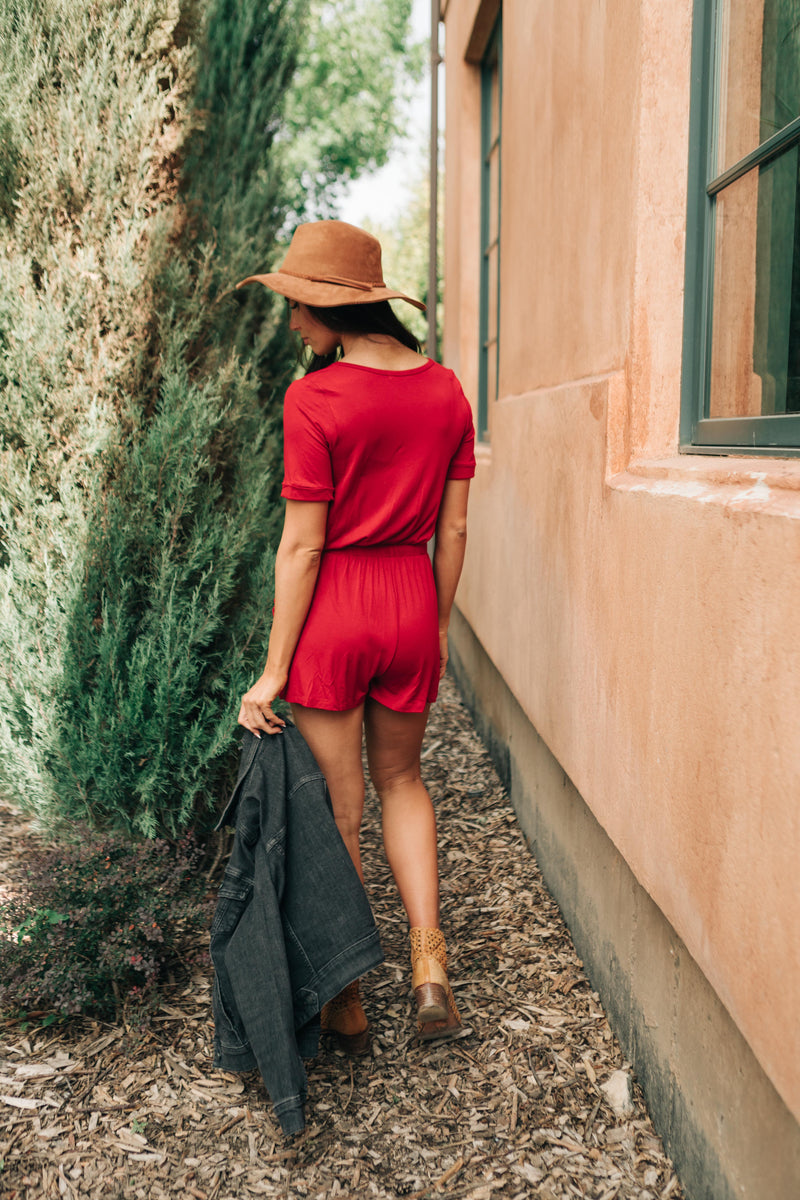 From Romp To Rest Romper In Red