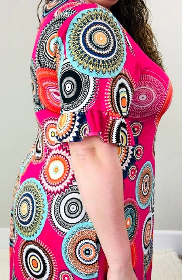 Fuchsia Medallion Swing Tunic - Trendy Plus Size Women's Boutique Clothing