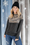 Half Camo Pullover in Charcoal