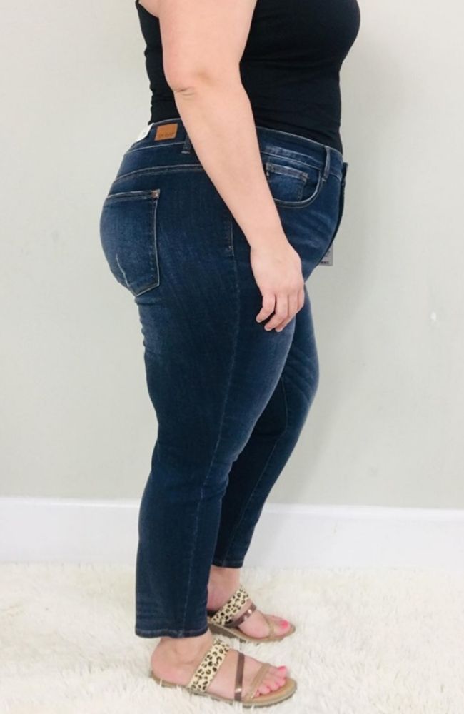 Plus Size Judy Blue Relaxed Skinny Fit |Dark Wash - Trendy Plus Size Women's Boutique Clothing