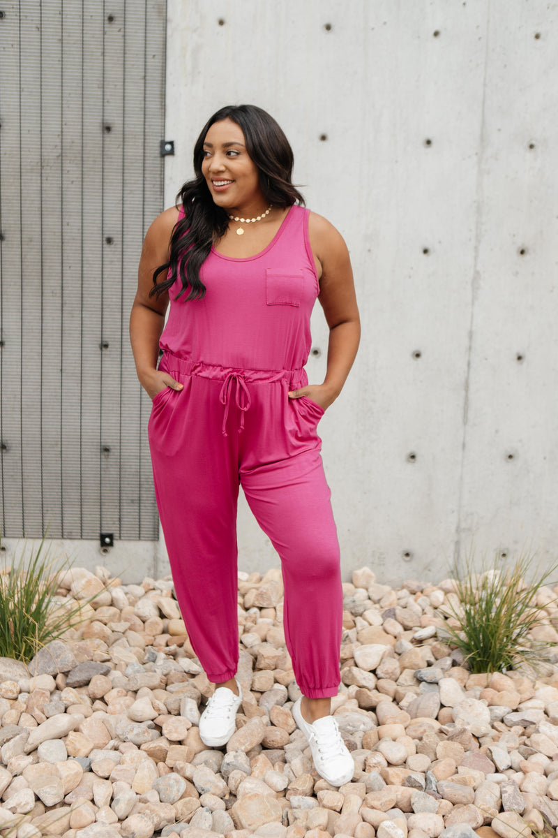 Jump In Jumpsuit In Hot Pink