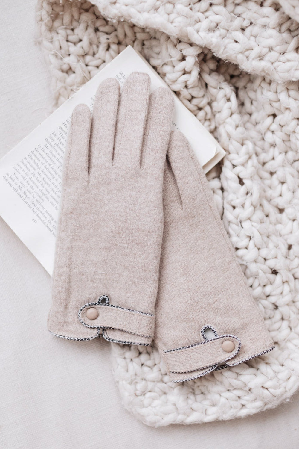 Keepin' Warm Beige Wool Gloves (Online Exclusive)