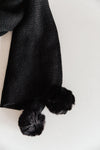 Knitted Fuzzy Pom Pom Scarf In Black