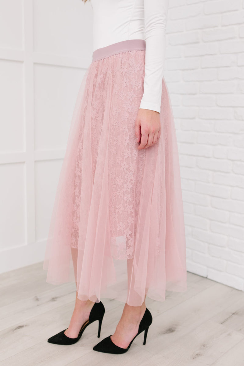 Layered In Lace Skirt In Blush