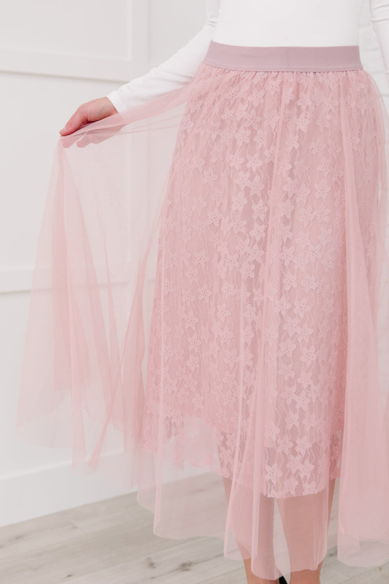 Layered In Lace Skirt In Blush