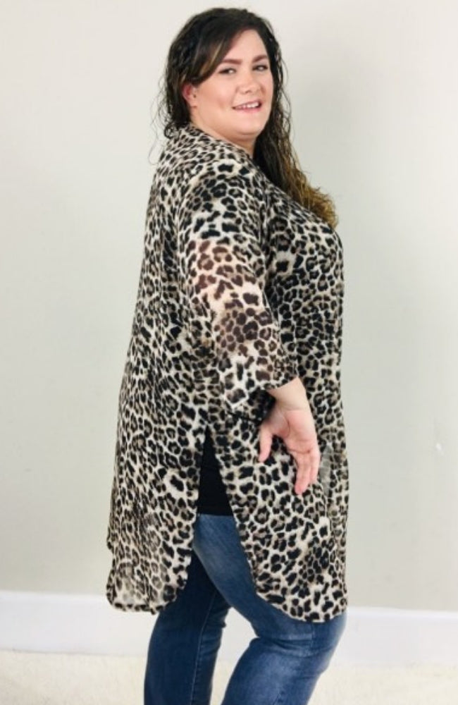 Leopard Kimono - Trendy Plus Size Women's Boutique Clothing