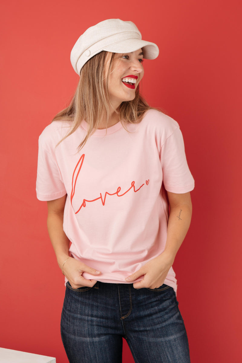 Lover Graphic Tee in Rose