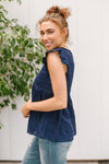 Lucy Eyelets Top in Navy