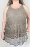 Mocha Lace Tunic Tank - Trendy Plus Size Women's Boutique Clothing