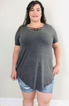 Perfect Tee | Charcoal - Trendy Plus Size Women's Boutique Clothing