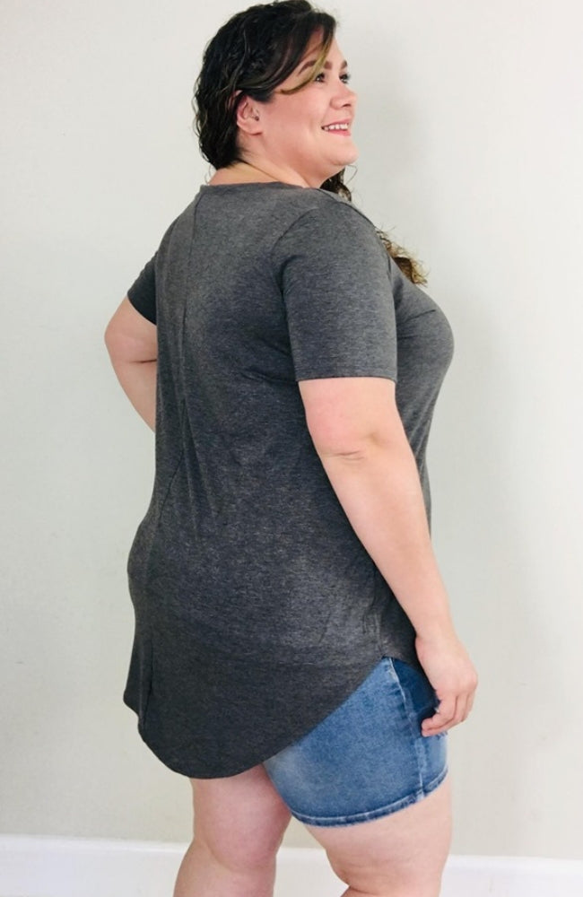 Perfect Tee | Charcoal - Trendy Plus Size Women's Boutique Clothing