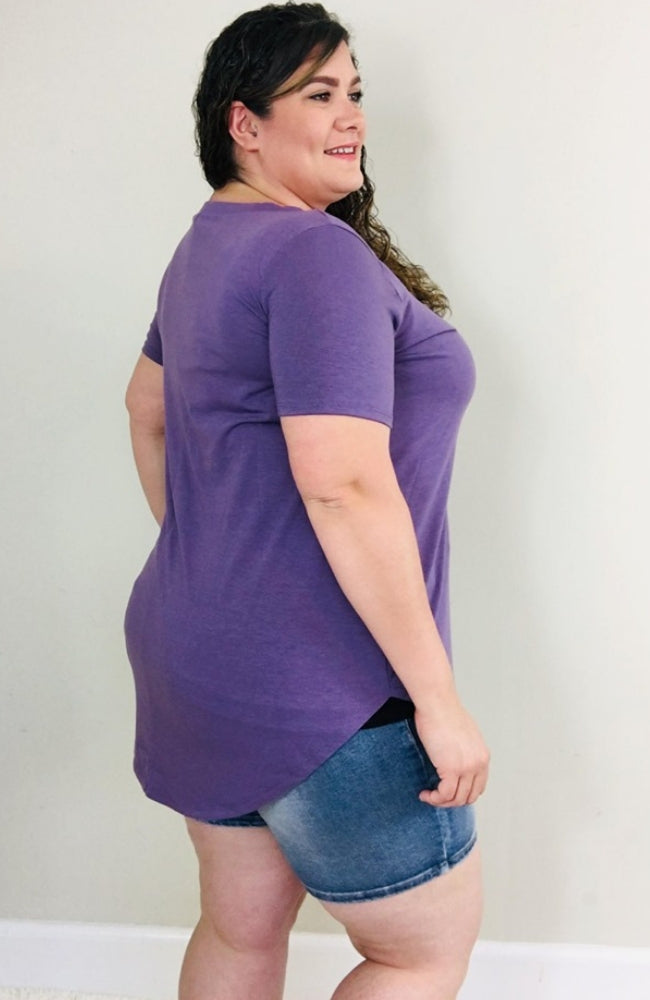 Perfect Tee | Lilac Grey - Trendy Plus Size Women's Boutique Clothing