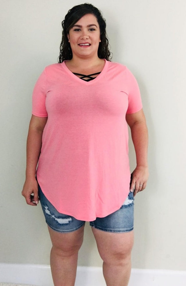 Perfect Tee | Rose Pink - Trendy Plus Size Women's Boutique Clothing