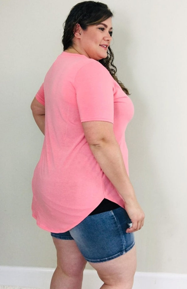 Perfect Tee | Rose Pink - Trendy Plus Size Women's Boutique Clothing