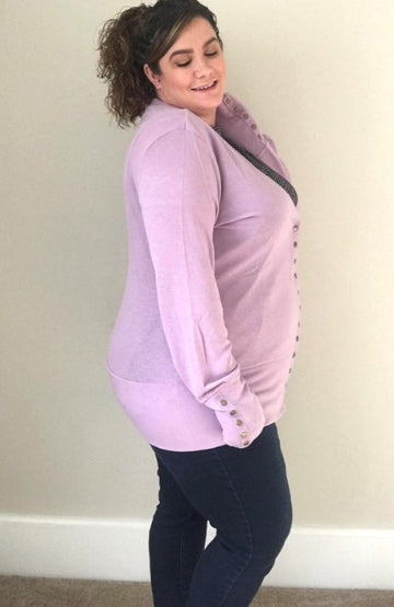 Snap Cardigan| Lilac Frost - Trendy Plus Size Women's Boutique Clothing