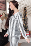 DOORBUSTER Snuggle in Stripes Pajama Top in White/Black